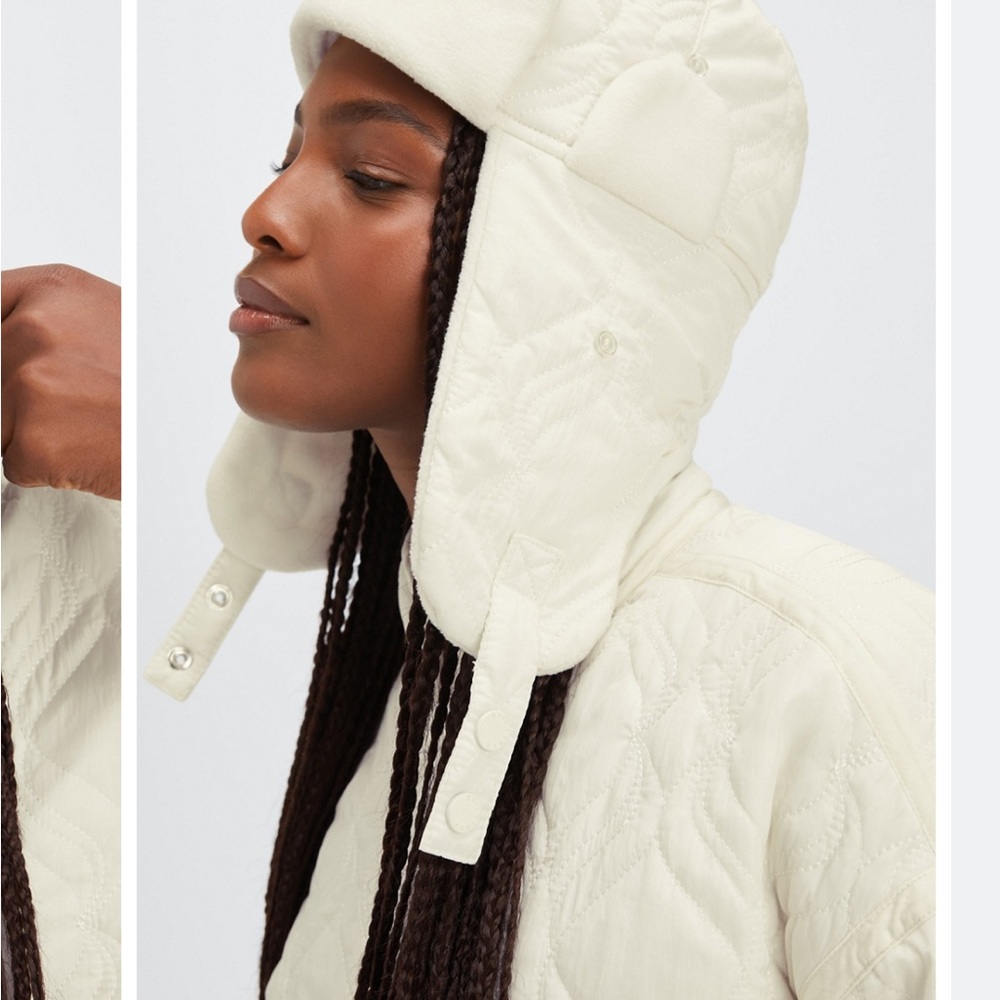 Fabletics Quilted Aviator Hat - Egret NWT - Picture 2 of 10
